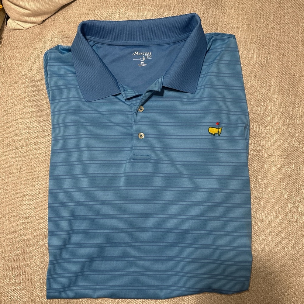 Masters Blue Polo Shirt with Subtle Stripes